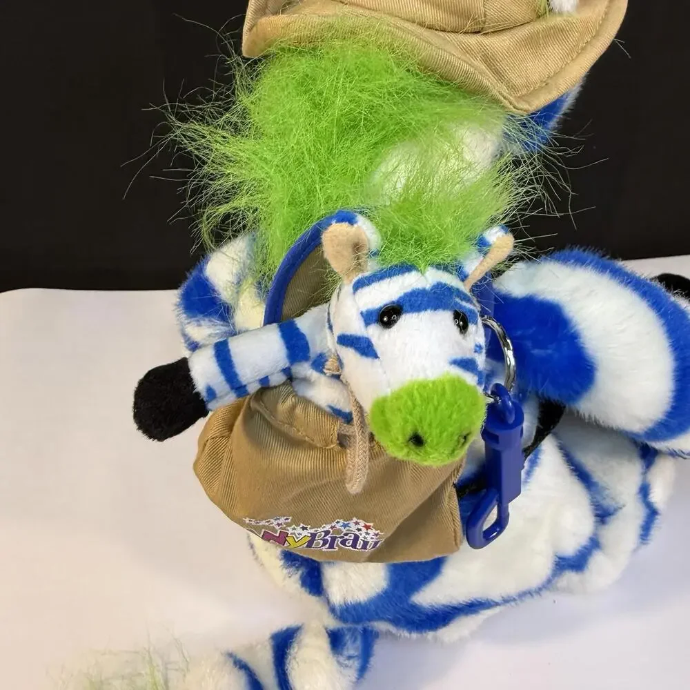 20" Vintage 1998 Zany Brainy Zipes Zebra Plush Toy W/ Baby Zebra - Picture 4 of 9